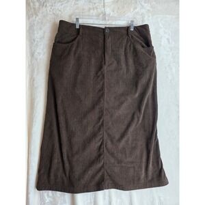 Cider Corduroy Midi Skirt Brown A-Line Pockets Button Fly 1XL